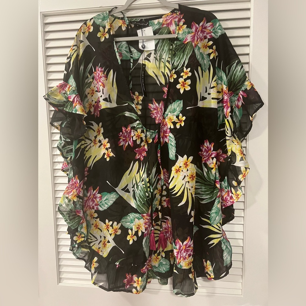 BLACK COLORFUL COVER UP WITH  DRAW STRING👙❤️